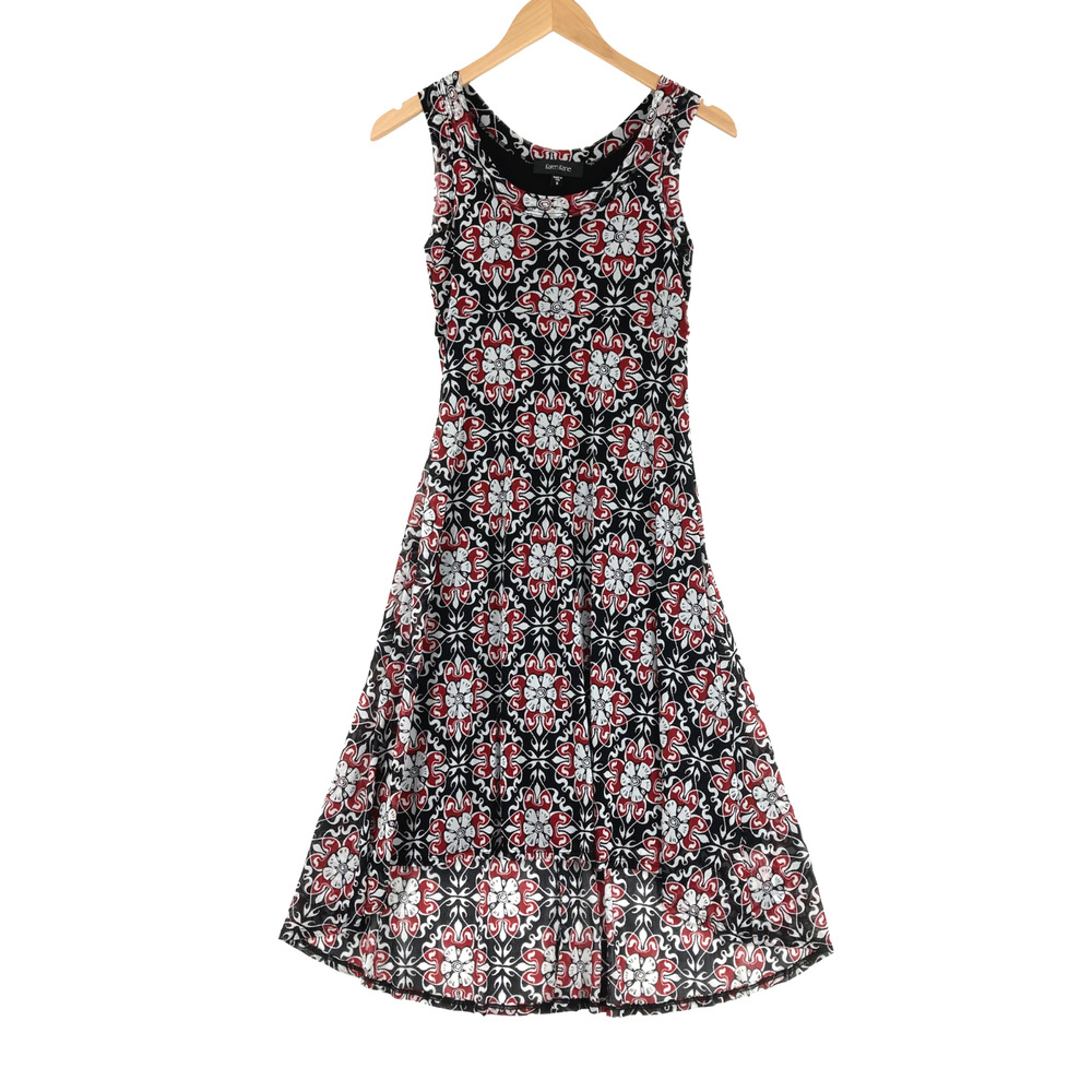 Karen Kane Women's Geometric Floral Sleeveless A-Line Hi-Low Dress Size Small